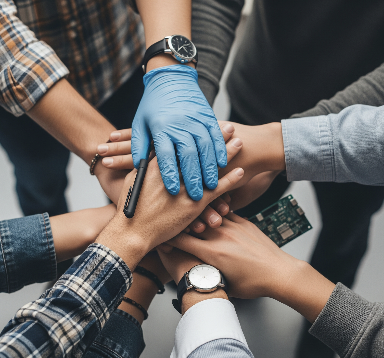 A diverse team working collaboratively in a modern office
